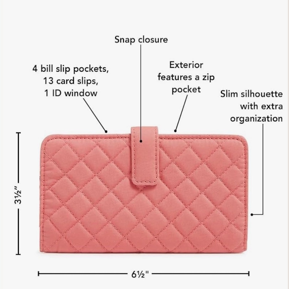Vera Bradley Cotton Finley Wallet with RFID Protection, Terra Cotta Rose - Picture 9 of 11
